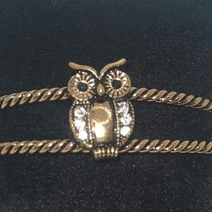 Antiqued Owl Cuff Bracelet and Stretchy Owl Bracelet